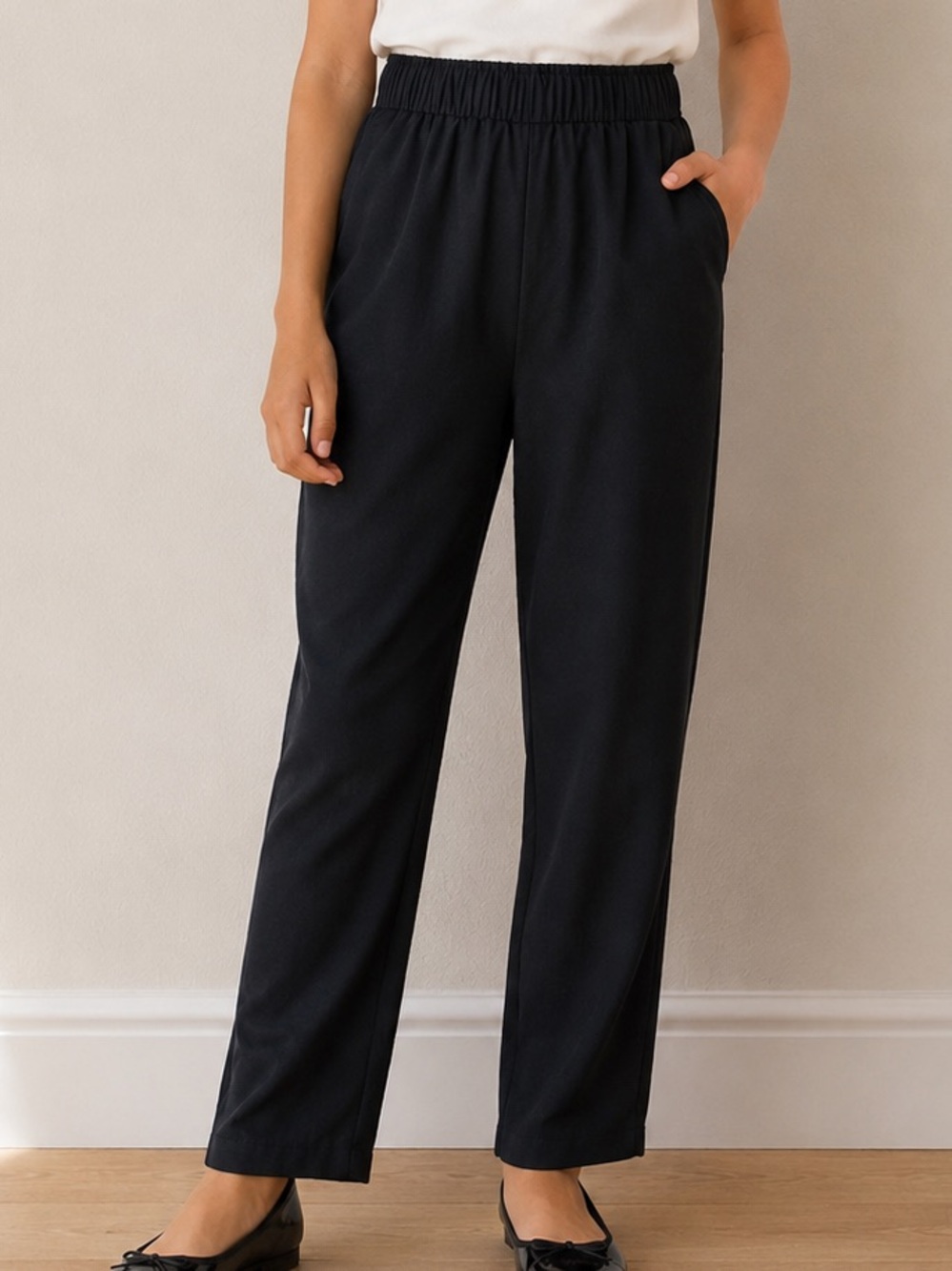 SHEIN Girls Black High Rise Straight Leg Dress Pants Elastic Waist 12Y
